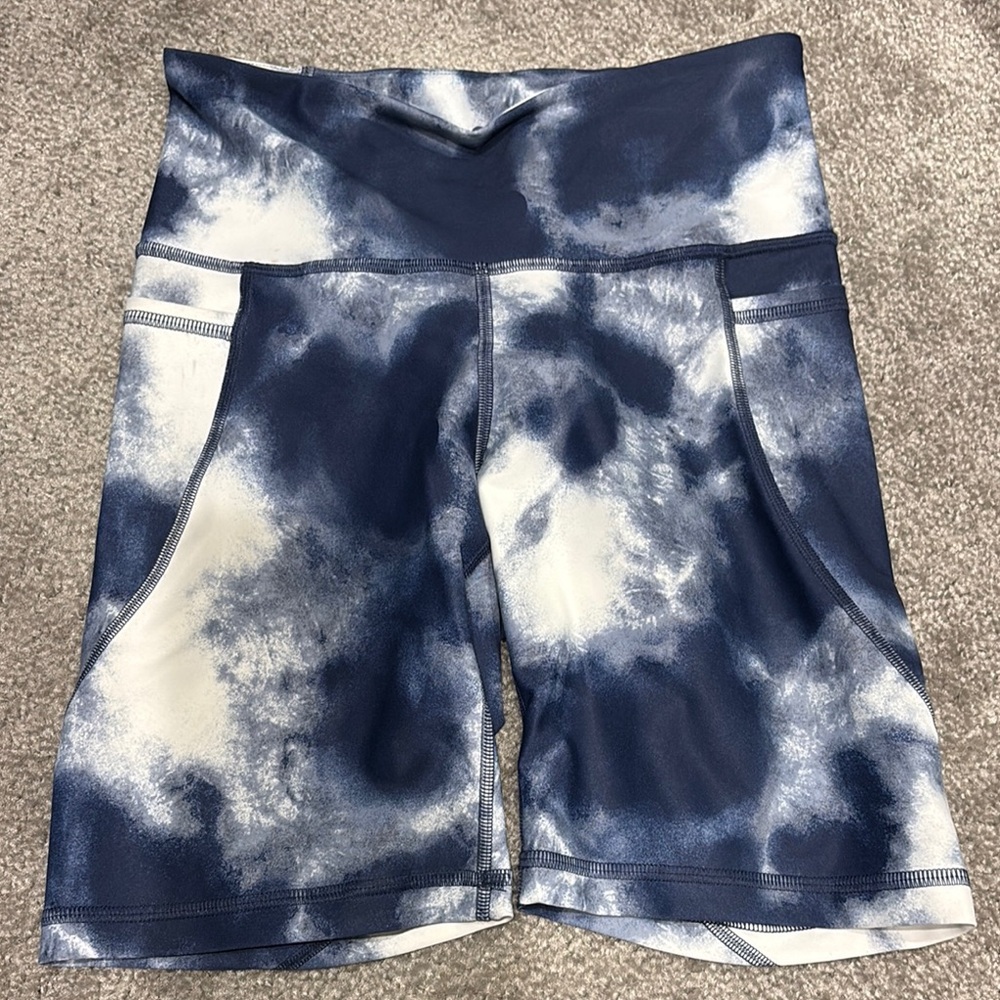 Women's Blue and White Tie-Dye Shorts